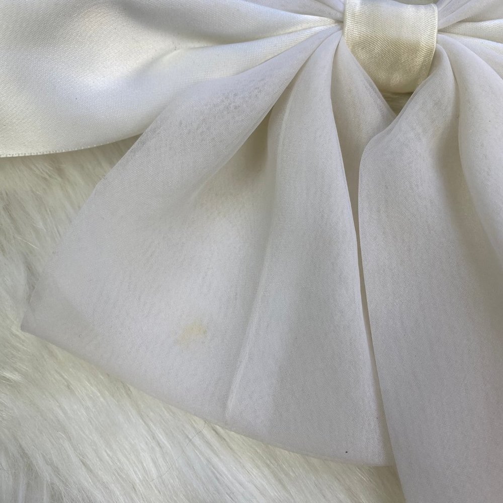 Vintage Ivory Hair Bow Clip 6.5" X 10" - Picture 2 of 7